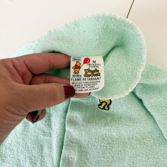 Vintage Sears Winnie The Pooh Terry Snap Footed Bodysuit Mint Green M 21-26lbs - Picture 4 of 8